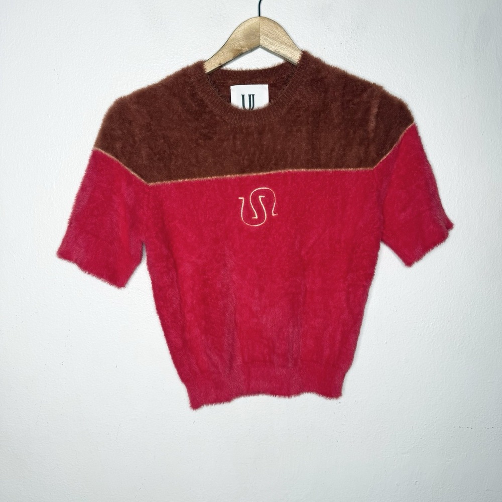 Understated Leather Red Fuzzy Short Cropped Sweater Revolve Women's Small
